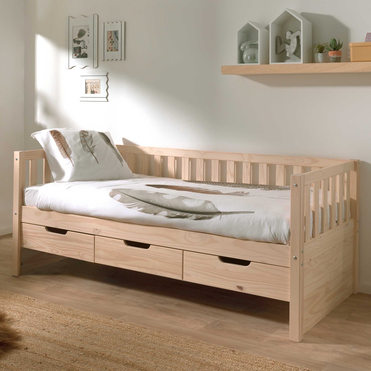 Vipack Kajuitbed Fritz Met Laden - 90 x 200 cm - - Bruin