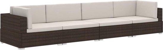 Vidaxl 4-delige Loungeset Met Kussens Poly Rattan - Bruin