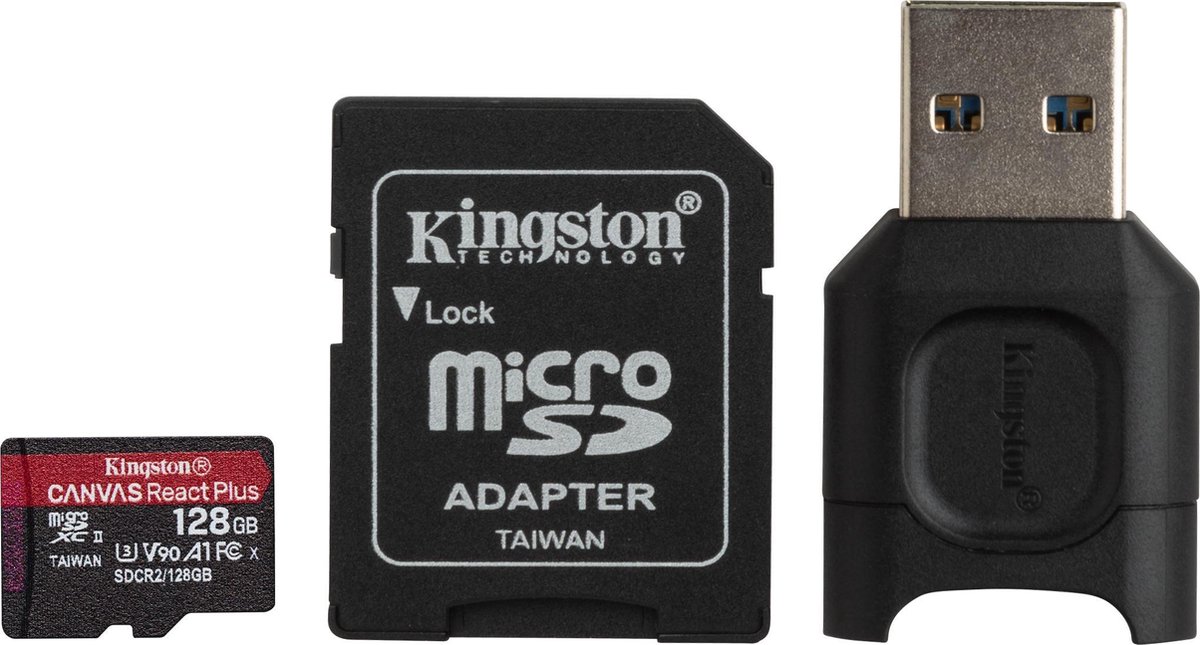 Kingston Canvas React Plus Microsdxc 128 Gb - Zwart