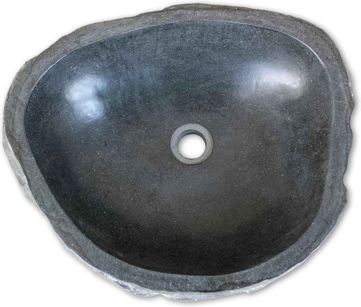 Vidaxl Wastafel Ovaal 46-52 Cm Riviersteen - Zwart