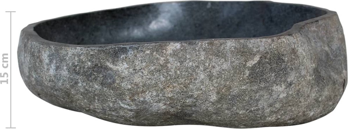 Vidaxl Wastafel Ovaal 46-52 Cm Riviersteen - Zwart
