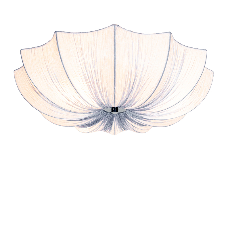 QAZQA Design plafondlamp zijden 52 cm 3-lichts - Plu - Grijs