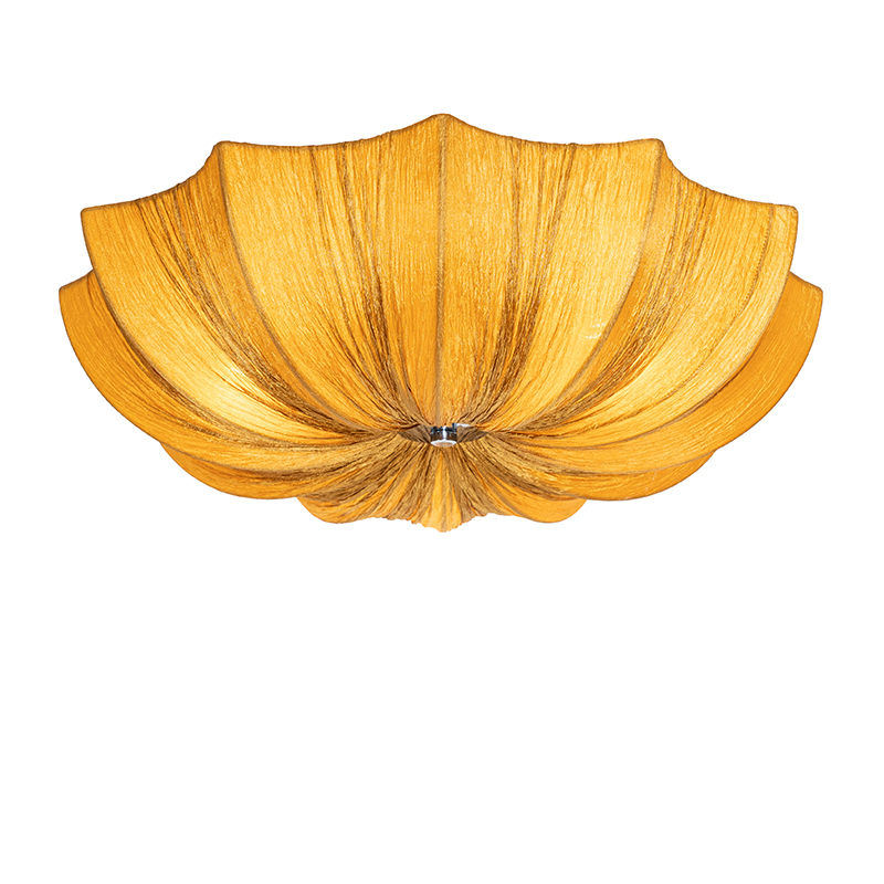 QAZQA Design plafondlamp zijden 52 cm 3-lichts - Plu - Goud