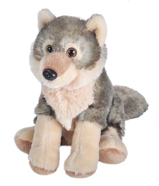 Wild Republic Knuffel Wolf Junior 20 Cm Pluche/crème - Grijs