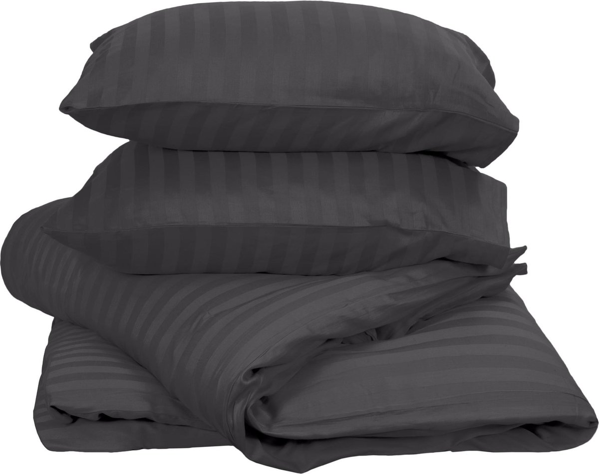 Ten Cate 100% Katoensatijnen Tweepersoons Dekbedovertrek - 200x200/220 - Antraciet - Grijs