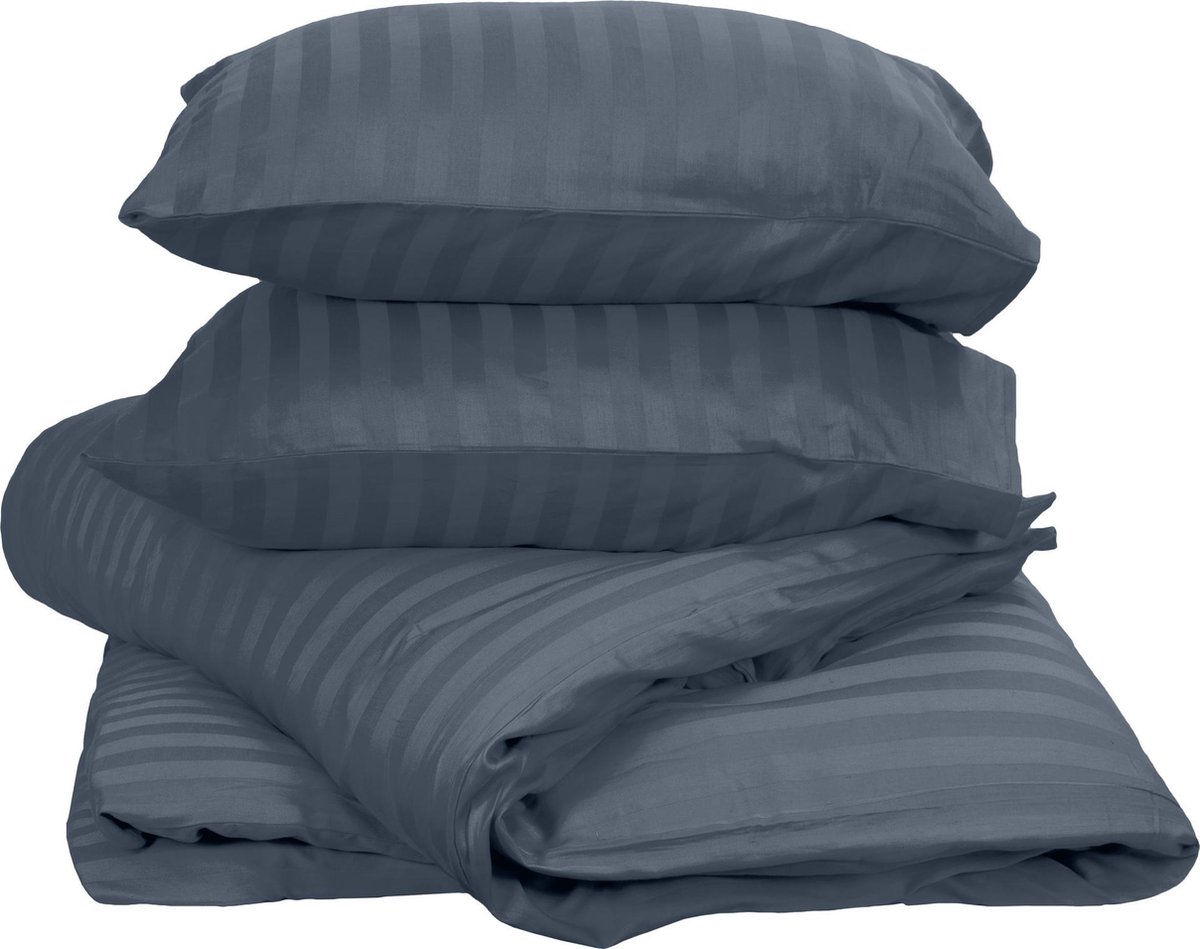 Ten Cate 100% Katoensatijnen Eenpersoons Dekbedovertrek - 140x200/220 - Donker - Blauw