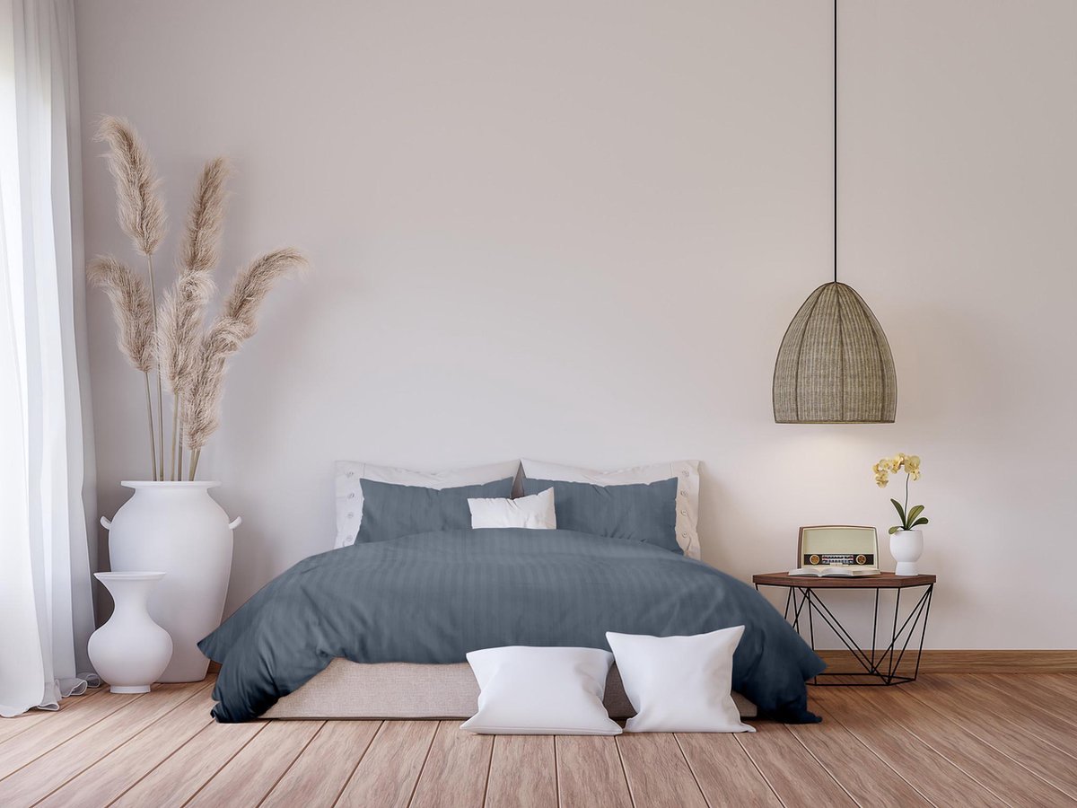 Ten Cate 100% Katoensatijnen Eenpersoons Dekbedovertrek - 140x200/220 - Donker - Blauw