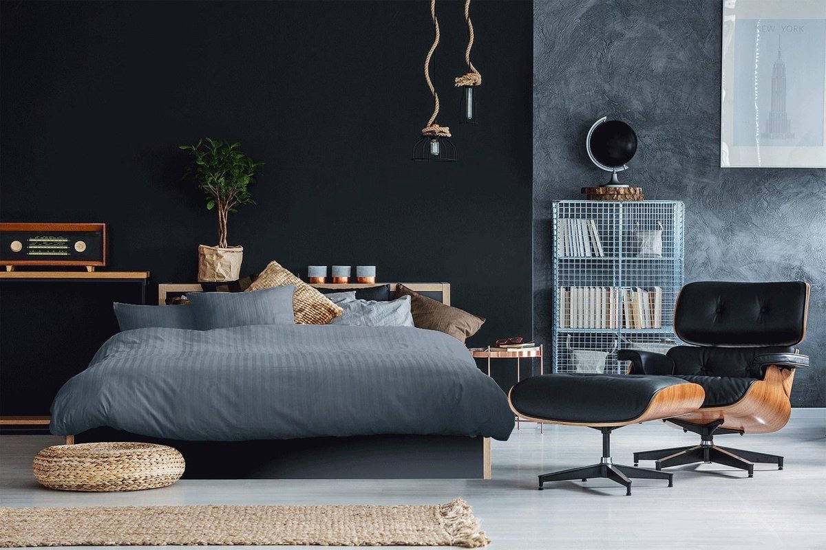 Ten Cate 100% Katoensatijnen Eenpersoons Dekbedovertrek - 140x200/220 - Donker - Blauw