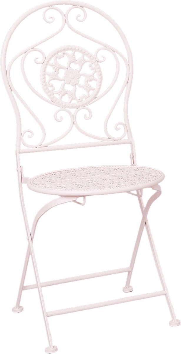 Clayre & Eef Tafel + 2 Stoelen Ø 60*70 / 40*40*92 Cm (2) Ijzer Krullen 5y0189 - Wit