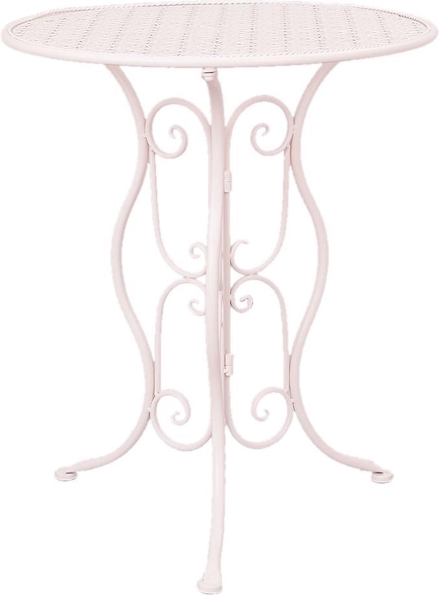 Clayre & Eef Tafel + 2 Stoelen Ø 60*70 / 40*40*92 Cm (2) Ijzer Krullen 5y0189 - Wit