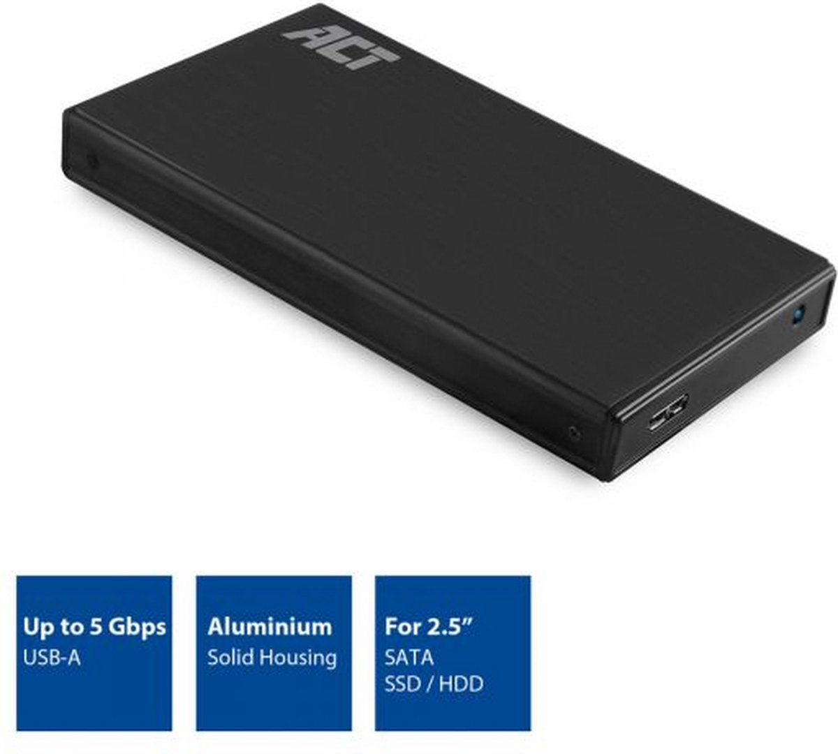 ACT behuizing voor opslagstations 2.5" HDD-/SSD - - Zwart