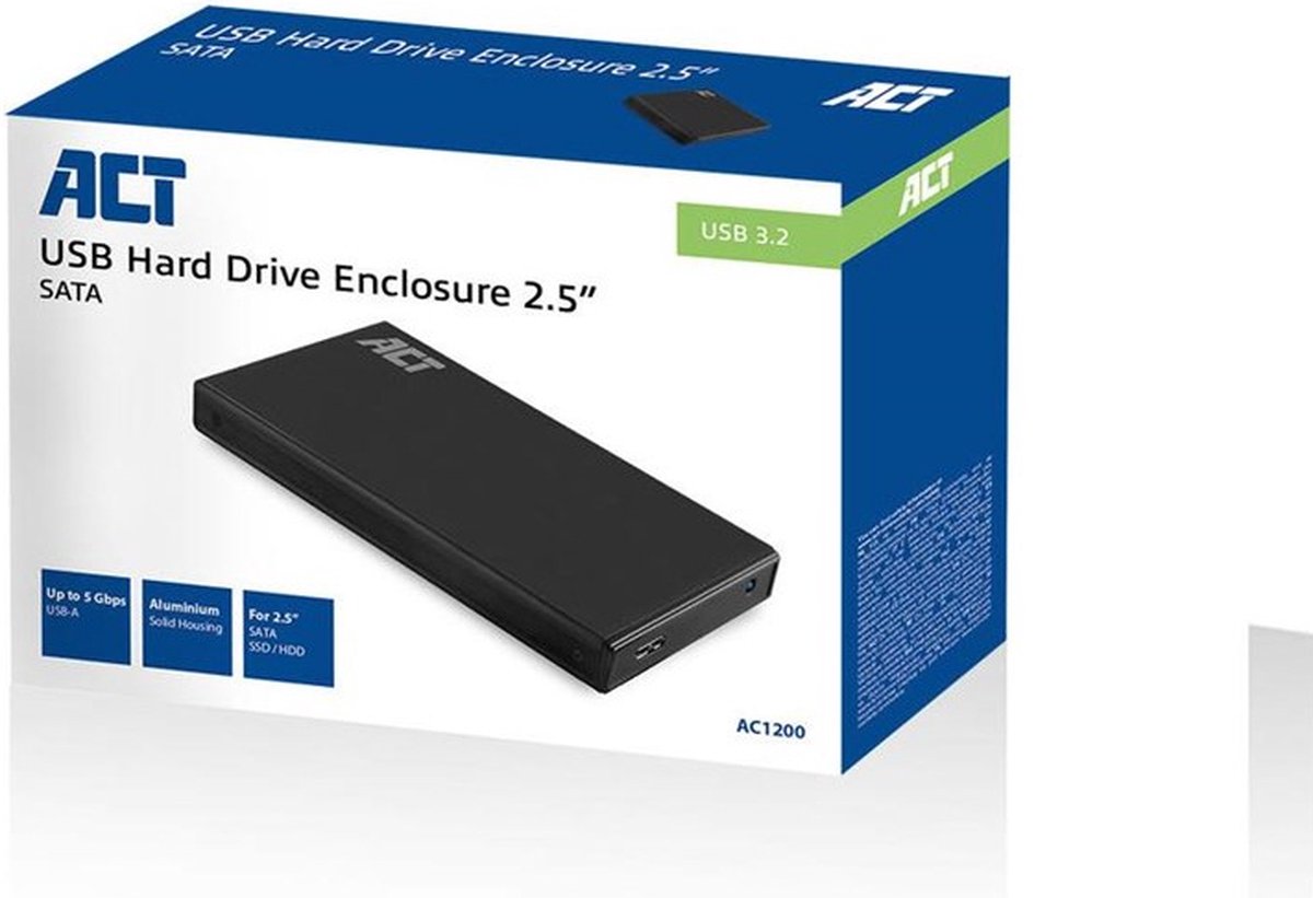 ACT behuizing voor opslagstations 2.5" HDD-/SSD - - Zwart