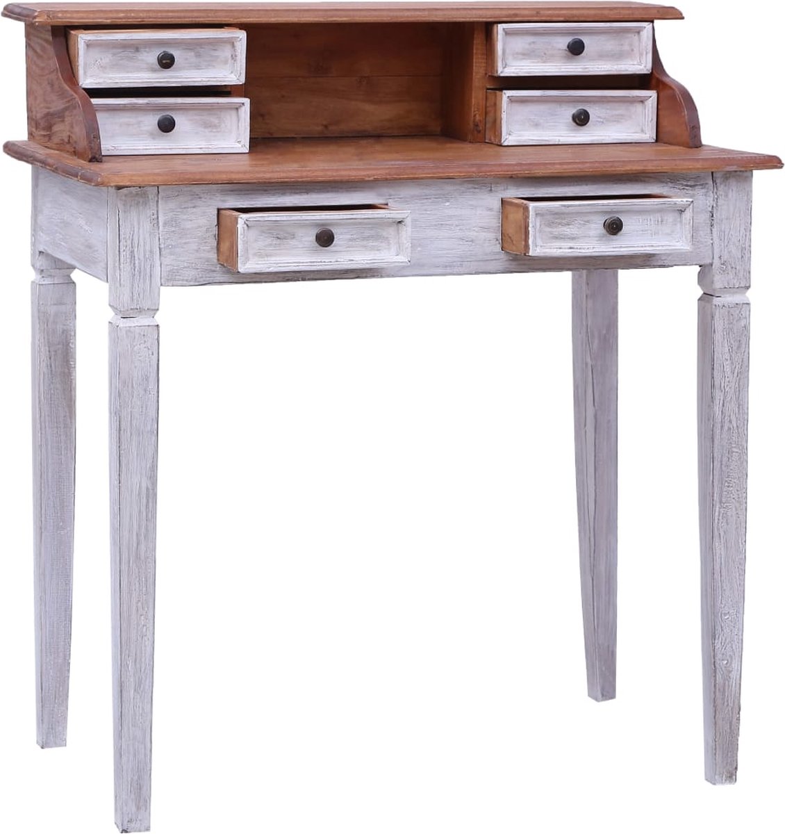 Vidaxl Schrijftafel Met Lades 90x50x101 Cm Massief Gerecycled Hout - Bruin