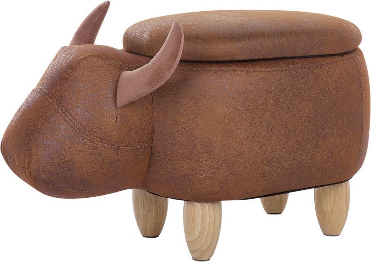 Beliani Cow Hocker Kunstleer 32 X 60 Cm - Bruin