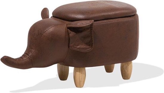 Beliani Elephant Hocker Kunstleer 32 X 70 Cm - Bruin