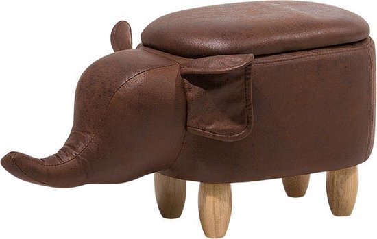 Beliani Elephant Hocker Kunstleer 32 X 70 Cm - Bruin