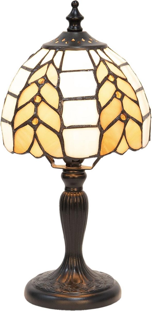 Clayre & Eef Tafellamp Tiffany Ø 14x29 Cm E14/max 1x40w - Beige