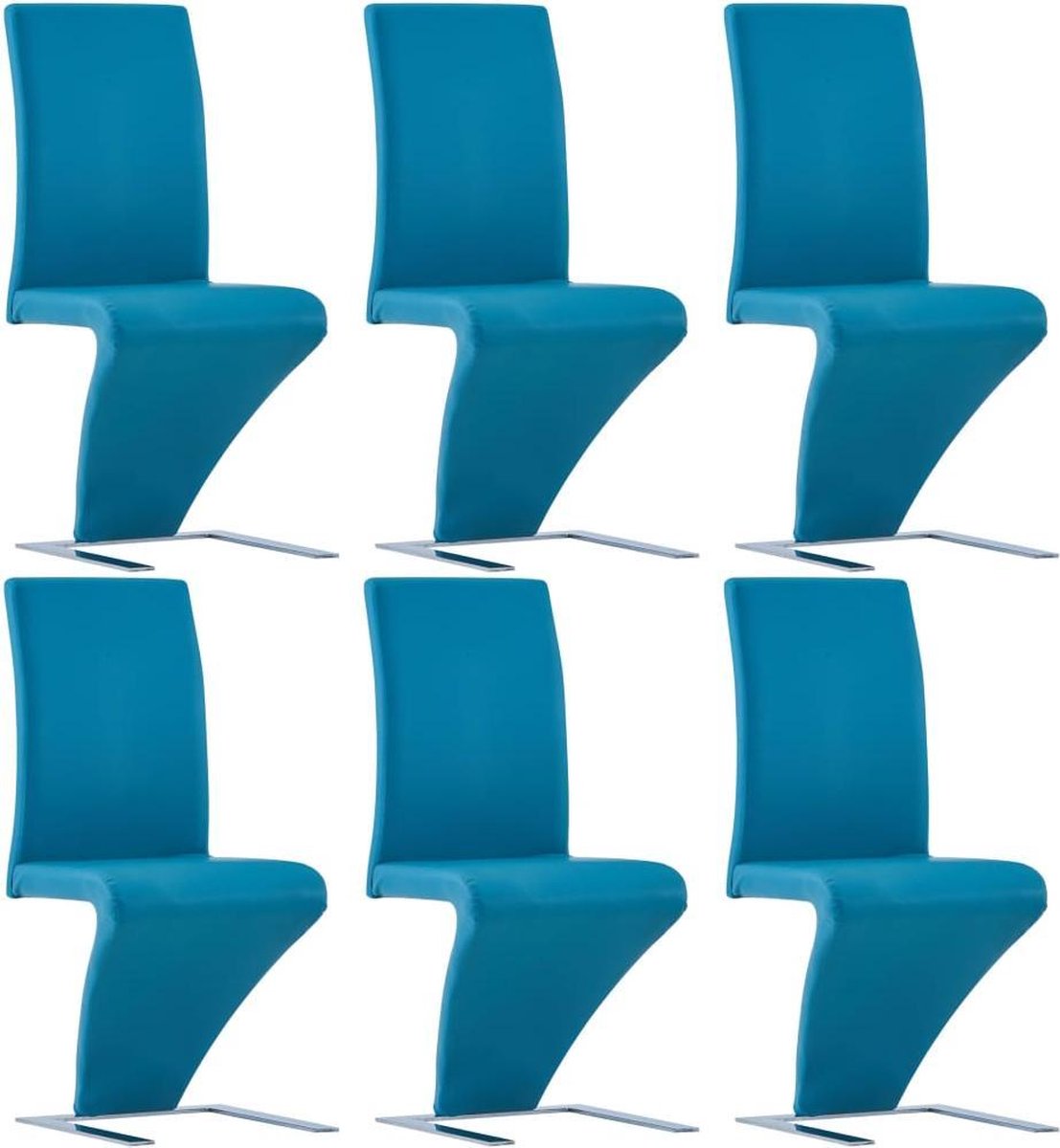 Vidaxl Eetkamerstoelen Met Zigzag-vorm 6 St Kunstleer - Blauw