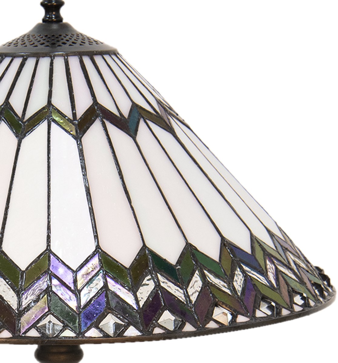 Clayre & Eef Tafellamp Tiffany Ø 40*62 Cm E27/max 2*60w Meerkleurig Glas In Lood Art Deco Lumilamp 5ll-5985