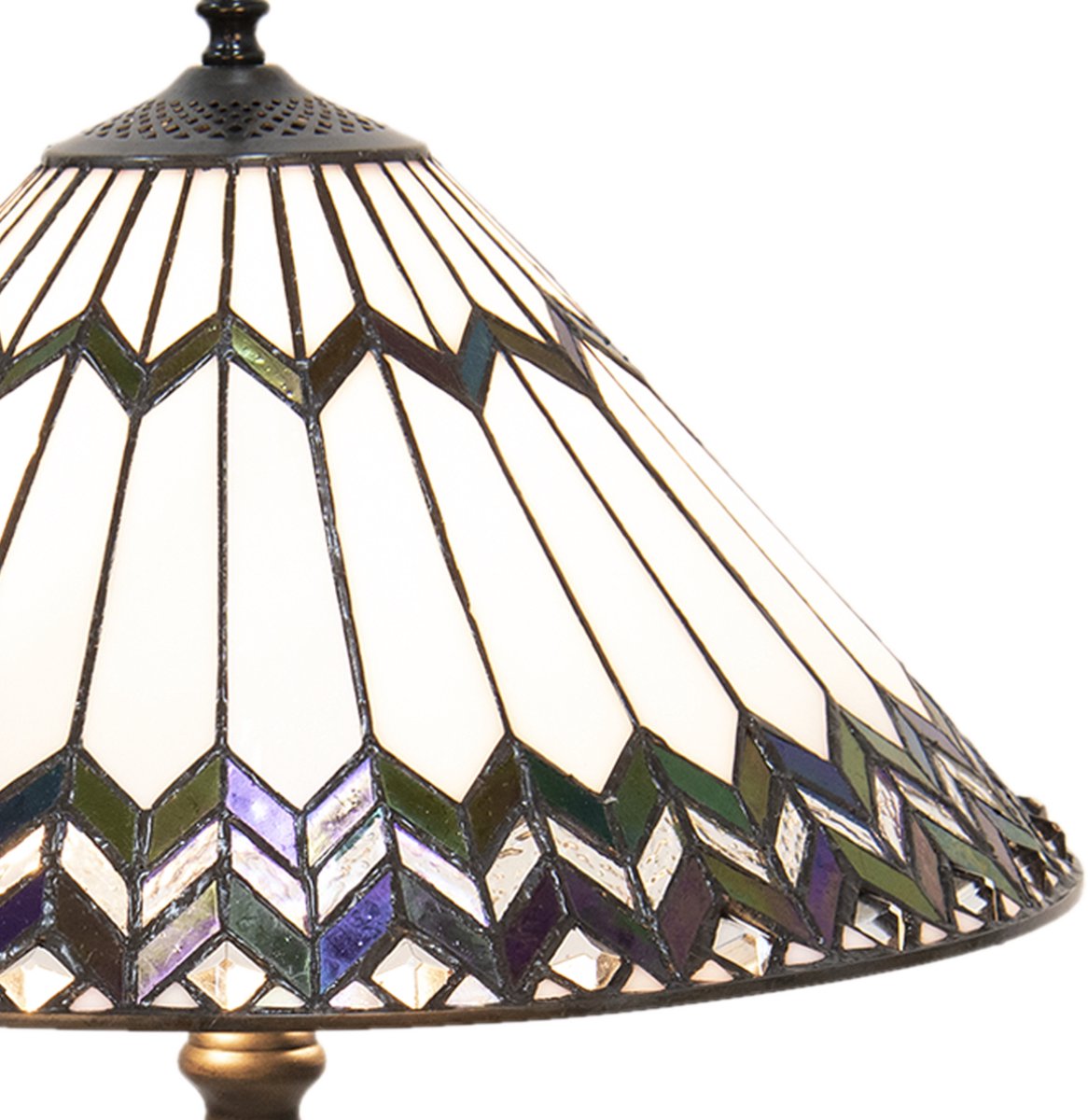 Clayre & Eef Tafellamp Tiffany Ø 40*62 Cm E27/max 2*60w Meerkleurig Glas In Lood Art Deco Lumilamp 5ll-5985