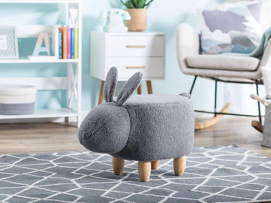Beliani Bunny Hocker Polyester 31 X 57 Cm - Grijs