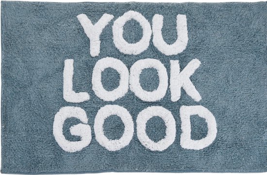 4Goodz Zachte Badmat ""You Look Good"" - Badkamermat - 50 X 80 Cm - Blauw