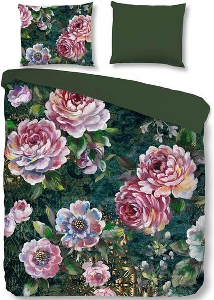 Good Morning Fleur Dekbedovertrek - Lits-jumeaux (240x200/220 Cm + 2 Slopen) - Katoen - - Groen