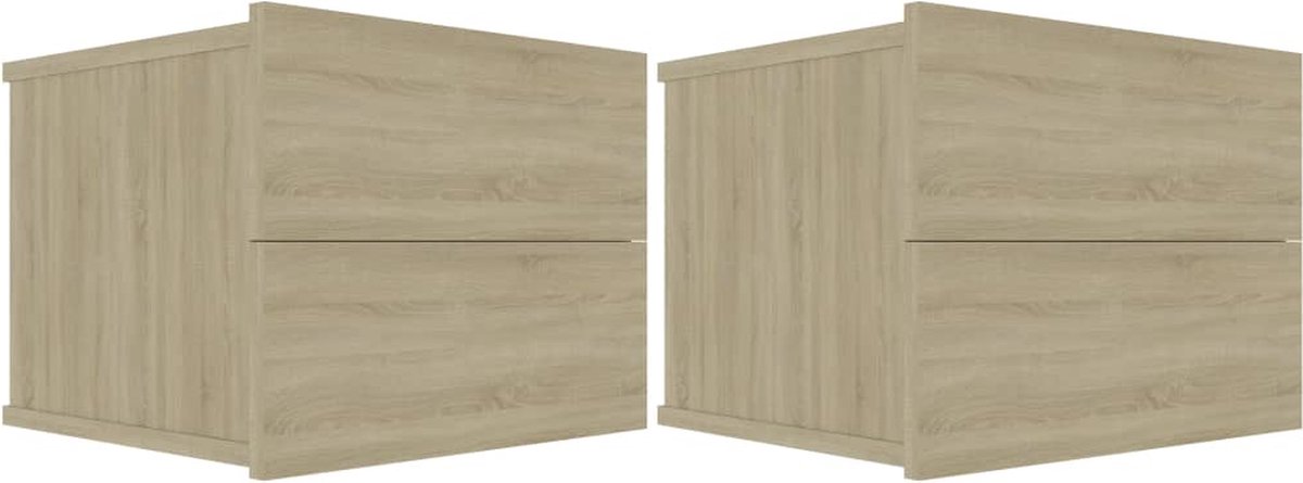 Vidaxl Nachtkastjes 2 St 40x30x30 Cm Spaanplaat Sonoma Eikenkleurig - Beige