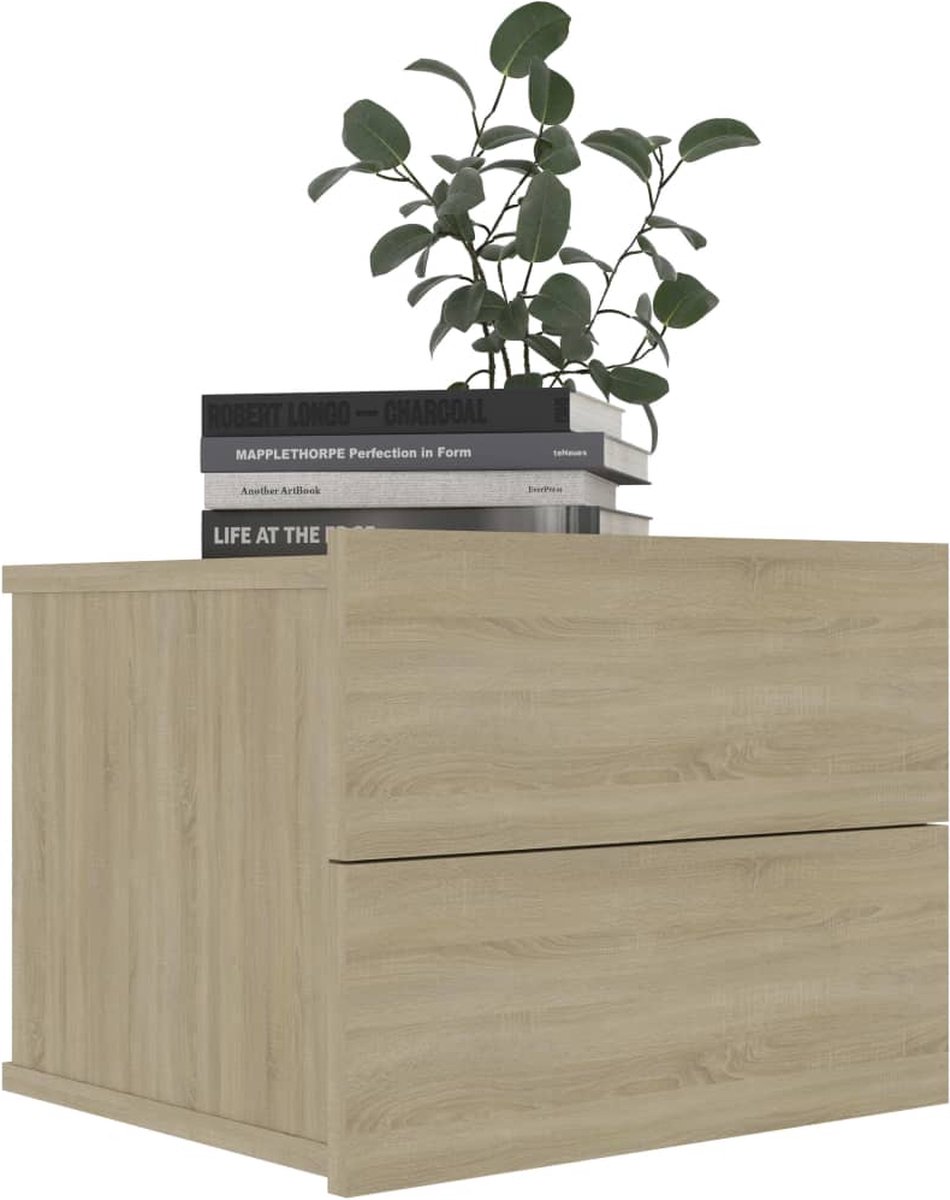 Vidaxl Nachtkastjes 2 St 40x30x30 Cm Spaanplaat Sonoma Eikenkleurig - Beige