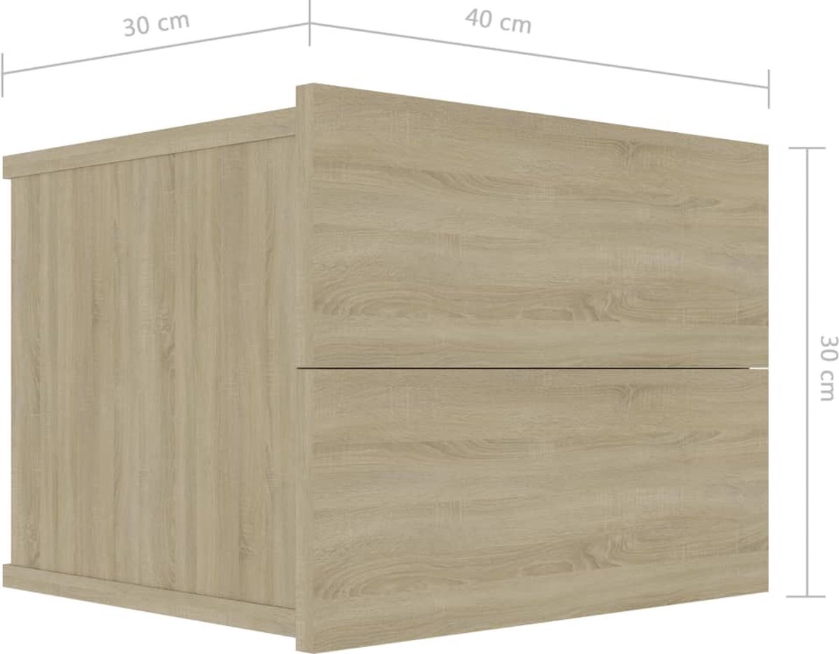 Vidaxl Nachtkastjes 2 St 40x30x30 Cm Spaanplaat Sonoma Eikenkleurig - Beige