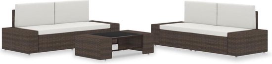 Vidaxl 5-delige Loungeset Poly Rattan - Marrón