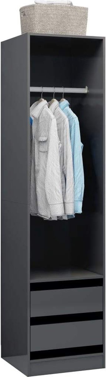 Vidaxl Kledingkast Met Lades 50x50x200 Cm Spaanplaat Hoogglans - Grijs