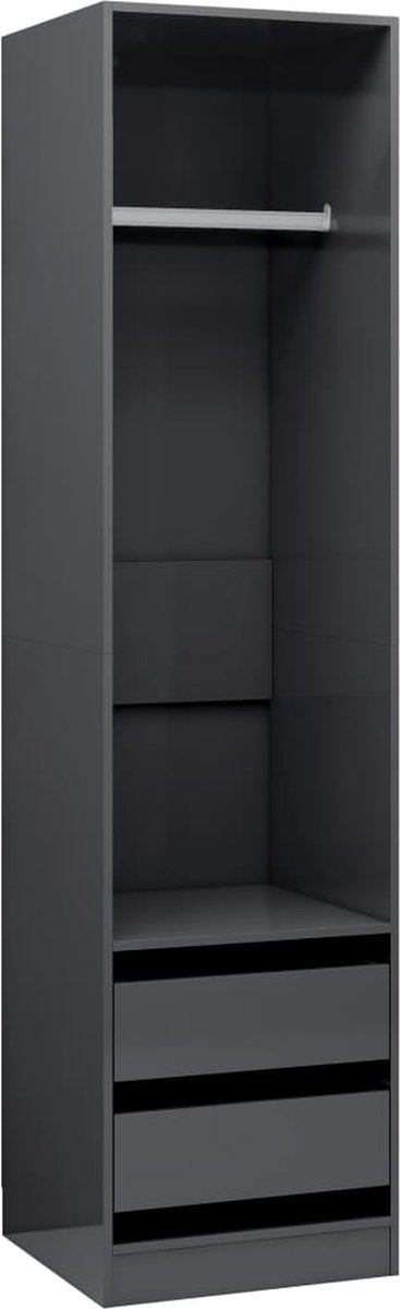 Vidaxl Kledingkast Met Lades 50x50x200 Cm Spaanplaat Hoogglans - Grijs