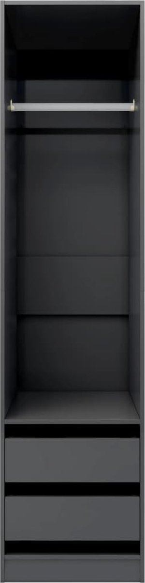 Vidaxl Kledingkast Met Lades 50x50x200 Cm Spaanplaat Hoogglans - Grijs