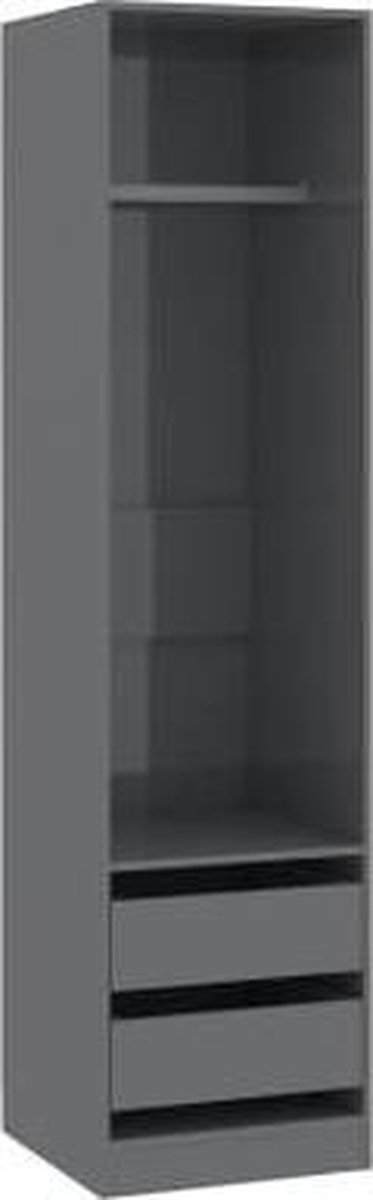 Vidaxl Kledingkast Met Lades 50x50x200 Cm Spaanplaat Hoogglans - Grijs