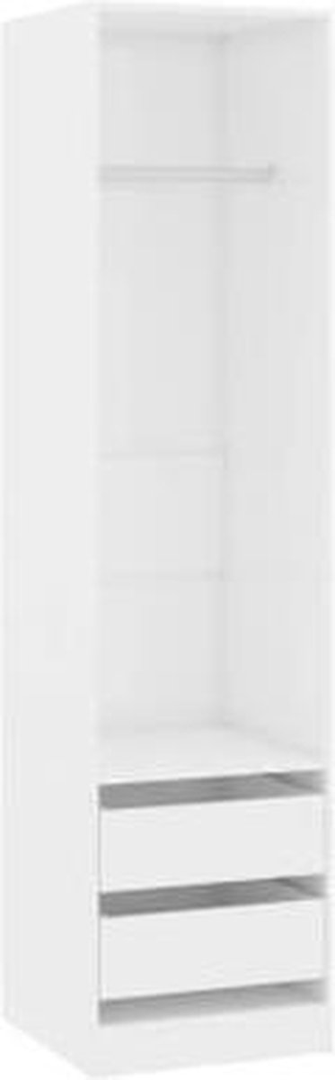 Vidaxl Kledingkast Met Lades 50x50x200 Cm Spaanplaat Hoogglans - Wit