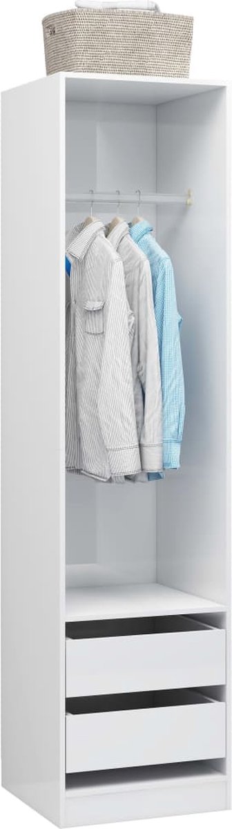 Vidaxl Kledingkast Met Lades 50x50x200 Cm Spaanplaat Hoogglans - Wit