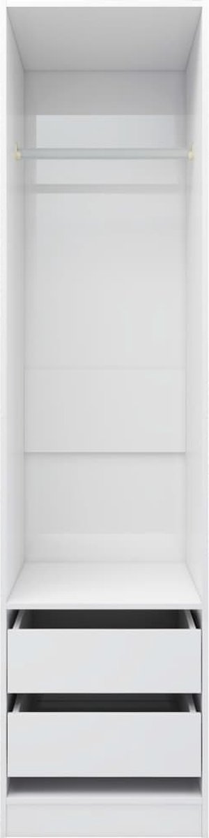 Vidaxl Kledingkast Met Lades 50x50x200 Cm Spaanplaat Hoogglans - Wit