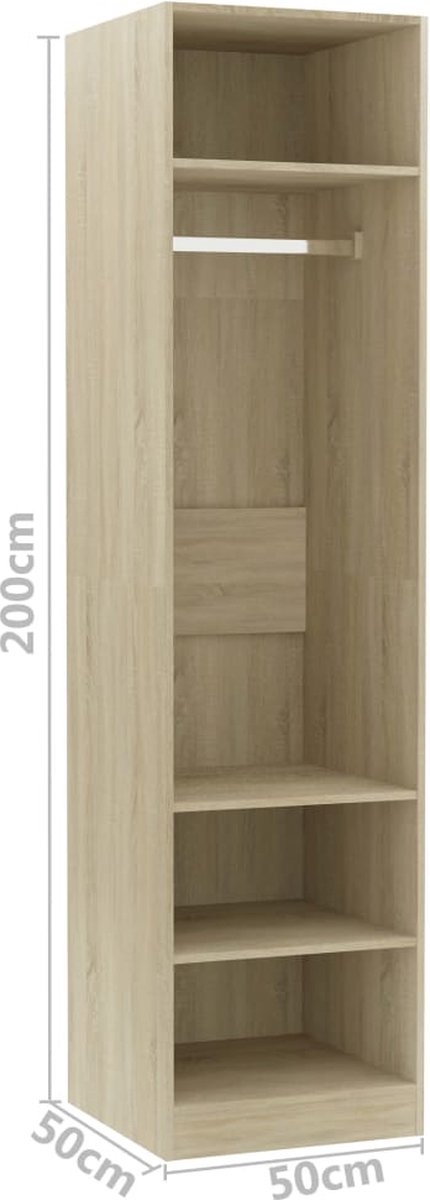 Vidaxl Kledingkast 50x50x200 Cm Spaanplaat Sonoma Eikenkleurig - Bruin