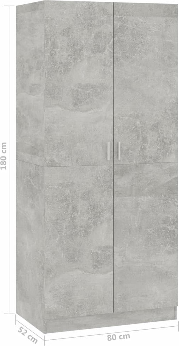 Vidaxl Kledingkast 80x52x180 Cm Spaanplaat Beton - Grijs