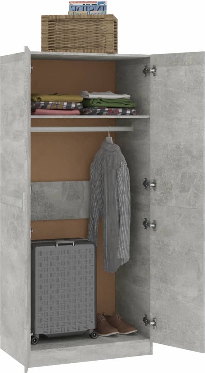 Vidaxl Kledingkast 80x52x180 Cm Spaanplaat Beton - Grijs