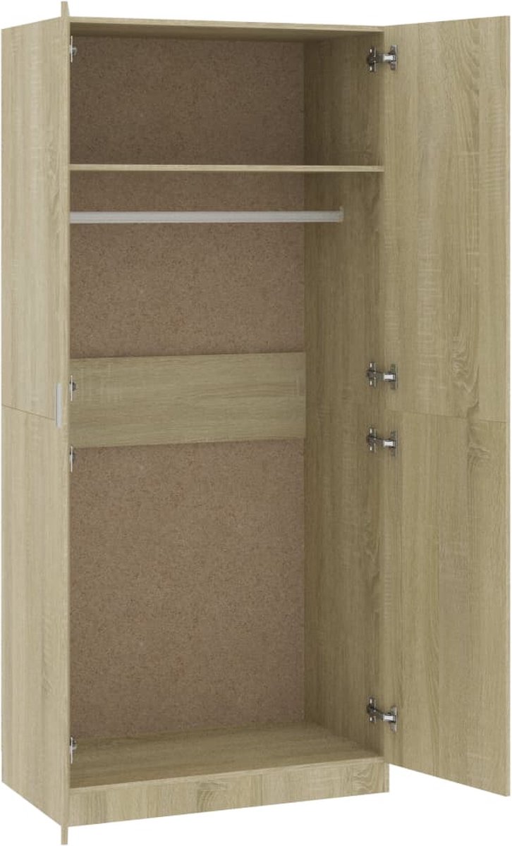 Vidaxl Kledingkast 90x52x200 Cm Spaanplaat Sonoma Eikenkleurig - Bruin