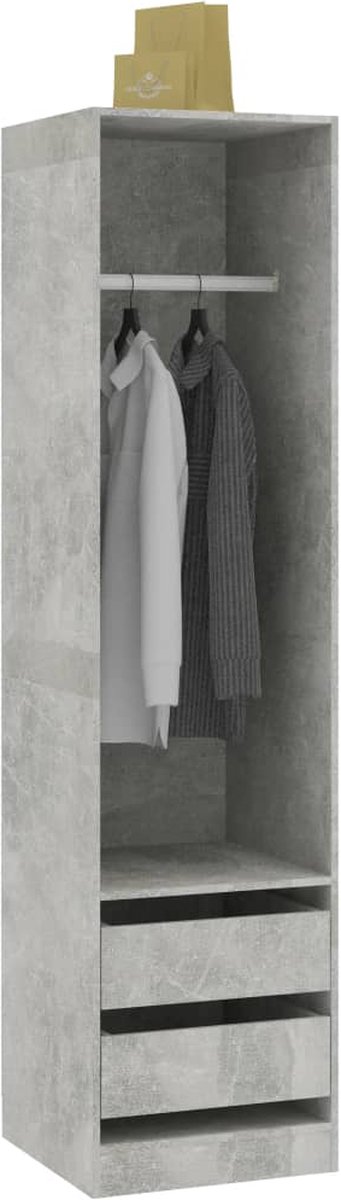 Vidaxl Kledingkast Met Lades 50x50x200 Cm Spaanplaat Beton - Grijs