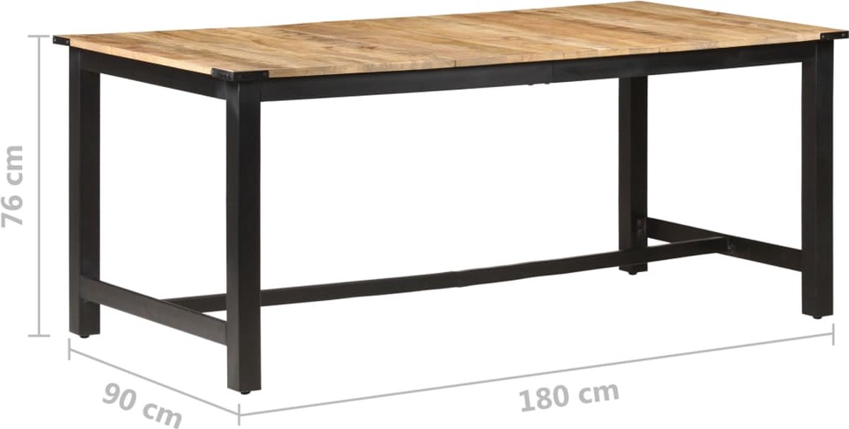 Vidaxl Eettafel 180x90x76 Cm Massief Ruw Mangohout - Bruin