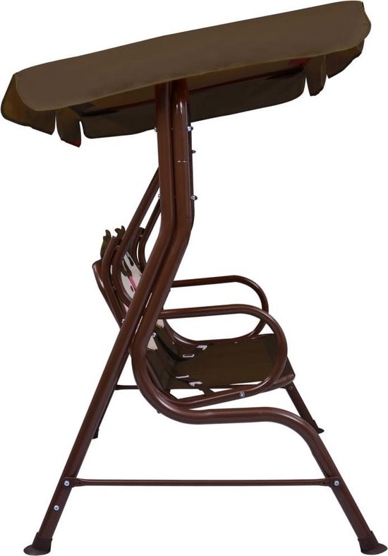 Vidaxl Kinderschommelbank 115x75x110 Cm Stof - Bruin