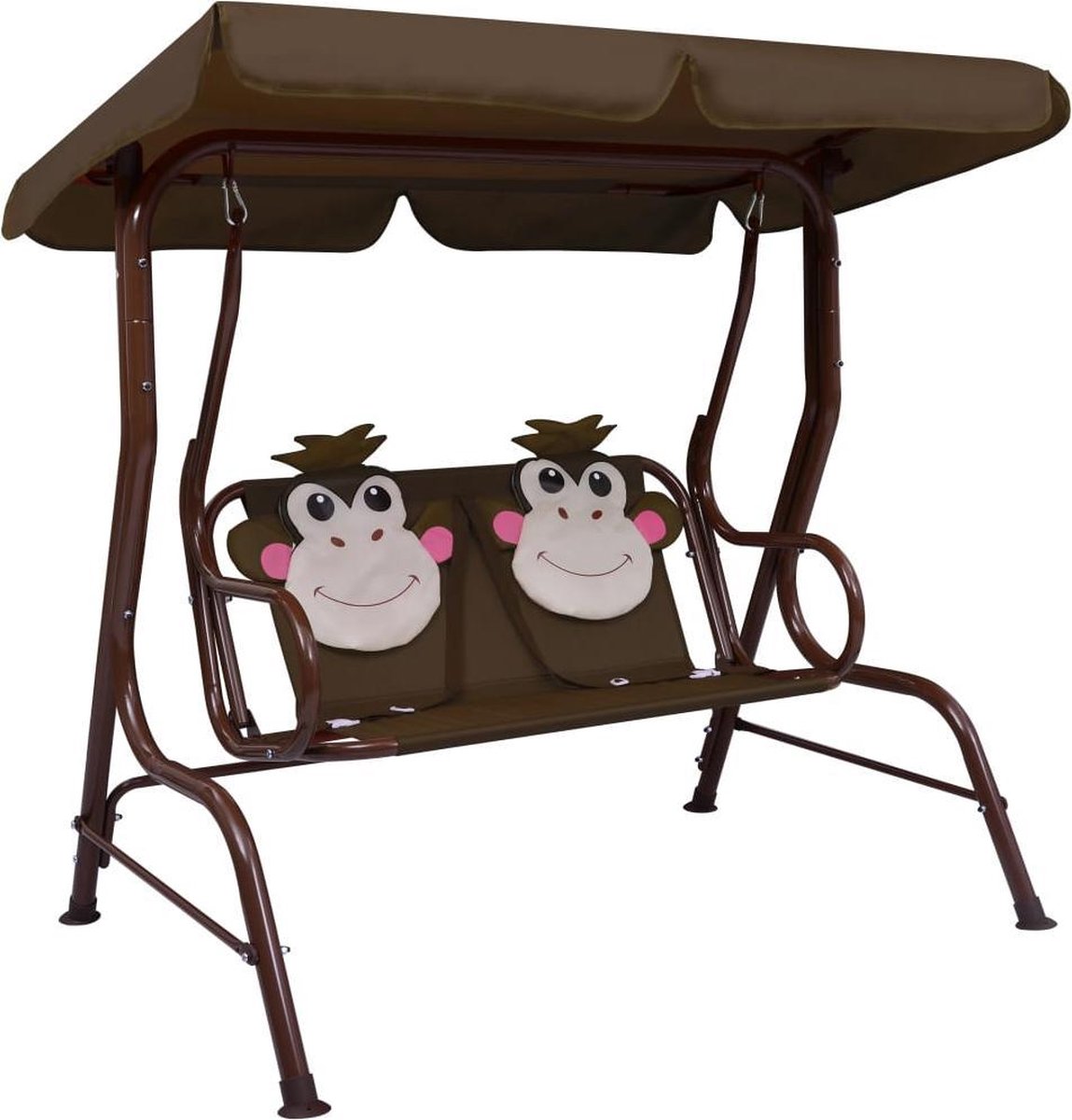 Vidaxl Kinderschommelbank 115x75x110 Cm Stof - Bruin