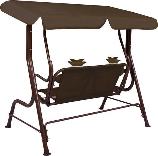 Vidaxl Kinderschommelbank 115x75x110 Cm Stof - Bruin