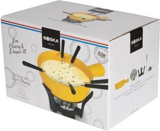 Boska Fondueset Super Cheesy - Kaasvormige Fonduepan 1,3 L - Zwart
