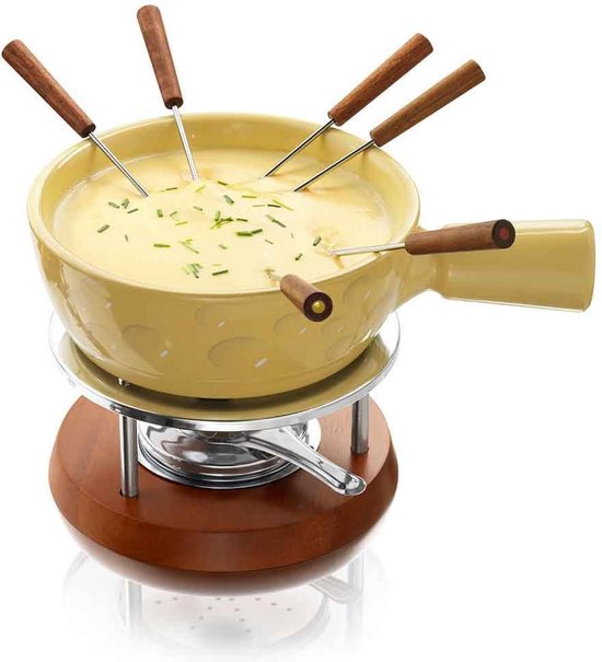 Boska Fondueset Super Cheesy - Kaasvormige Fonduepan 1,3 L - Zwart