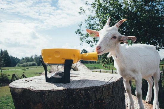Boska Fondueset Super Cheesy - Kaasvormige Fonduepan 1,3 L - Zwart